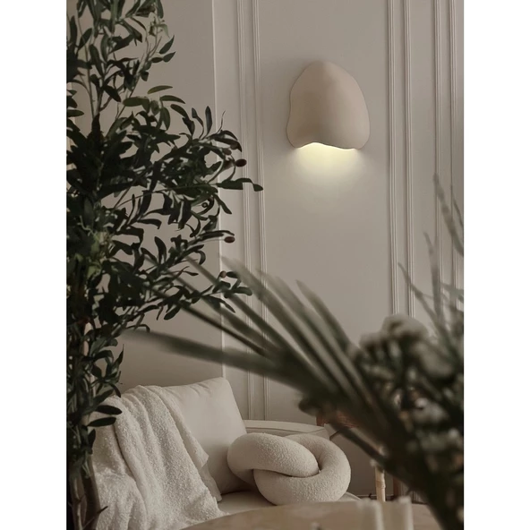 Fiberglass Duvar Apliği E14 Duylu - 30 cm, Traverten Görünümlü Kapadokya Renk Bej - 3