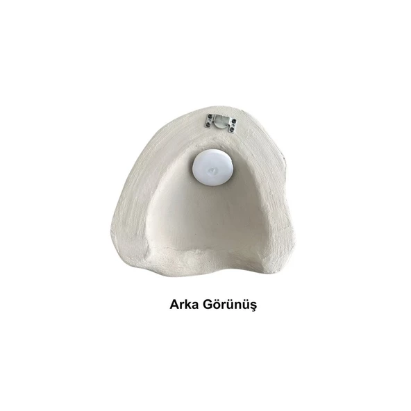 Şarjlı LED'li Fiberglass Duvar Apliği - 30x35 cm, Traverten Görünümlü Beton Grisi - 2