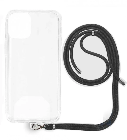 Xiaomi Mi 13 T İp Askılı Şeffaf Silikon Kılıf Siyah