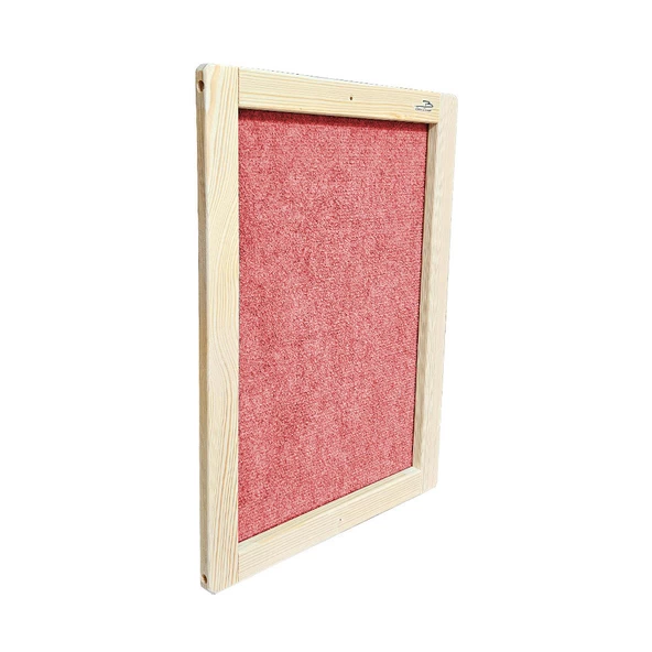 Barış Dizayn Doğal Ahşap Duvara Monte Çerçeveli Halı Kedi Tırmalama Paneli (50x35cm) Kırmızı - 3