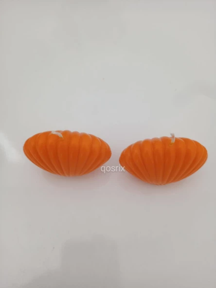qosrix 2'li Turuncu Mini Istiridye Deniz Kabuğu 1. Kalite Soya Doğal Vanilya Kokulu Mum Dekoratif - 2