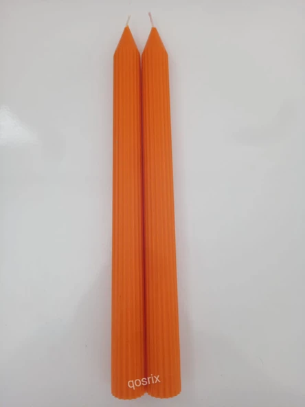 qosrix 2'li Turuncu Şamdan Soya Mumu 1. Kalite Soya Doğal Vanilya Kokulu Uzun Çubuk Konik Mum Dekoratif - Resim 3