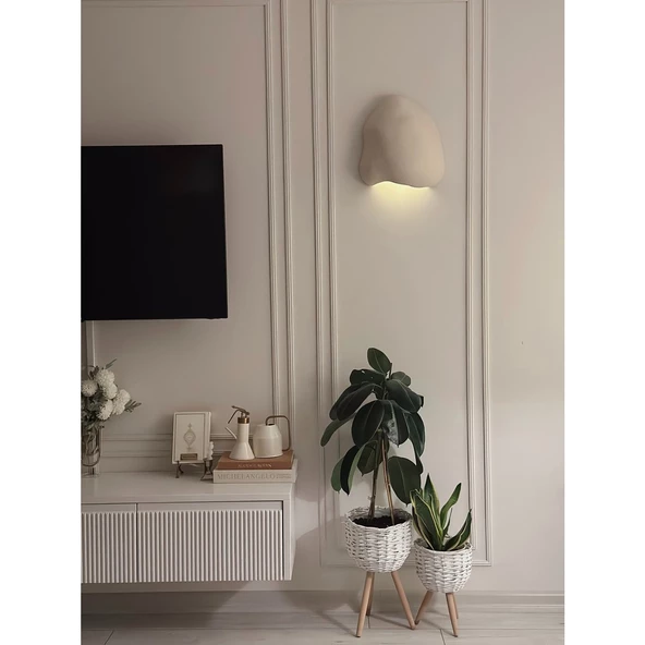 Fiberglass Duvar Apliği E14 Duylu - 30 cm, Traverten Görünümlü Kapadokya Renk Bej - 2