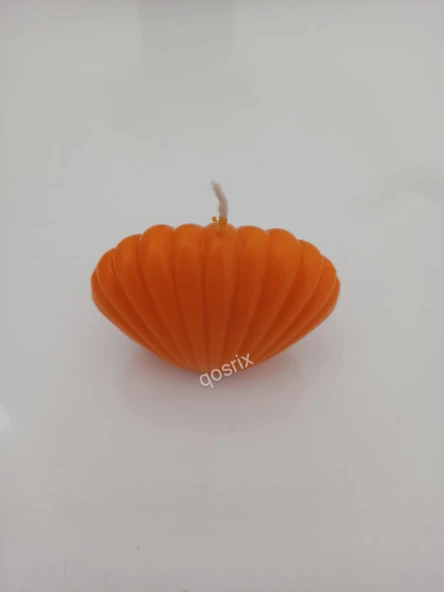 qosrix Turuncu Mini Istiridye Deniz Kabuğu 1. Kalite Soya Doğal Vanilya Kokulu Mum Dekoratif 1 Adet - Resim 2