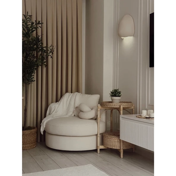 Fiberglass Duvar Apliği E14 Duylu - 30 cm, Traverten Görünümlü Kapadokya Renk Bej - 4