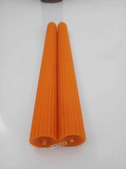 qosrix 2'li Turuncu Şamdan Soya Mumu 1. Kalite Soya Doğal Vanilya Kokulu Uzun Çubuk Konik Mum Dekoratif - Resim 4