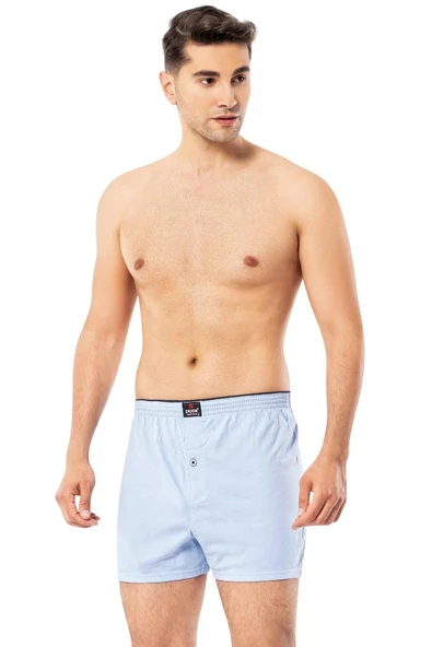 Erdem Erkek Penye Düz Renk Boxer 1400 - 3 Adet  M Açık Mavi - 5
