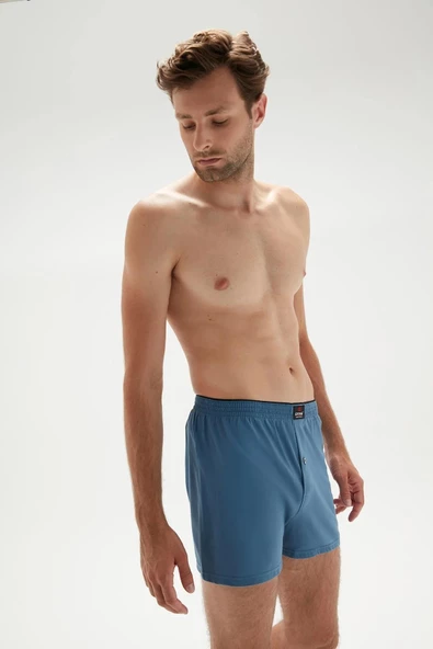 Erdem Erkek Penye Düz Renk Boxer 1400 - 3 Adet  M İndigo - 2
