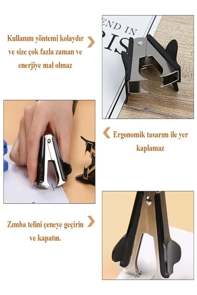 Siyah Zımba Teli Sökücü 2 Adet 24/6 ve No 10 Zımba Teli Çıkarıcı Paslanmaz Çelik Metal Zımba Sökücü - 3