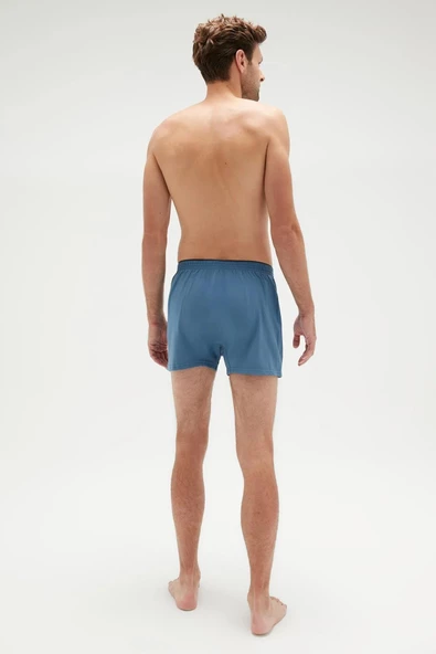 Erdem Erkek Penye Düz Renk Boxer 1400 - 3 Adet  İndigo S - Resim 3
