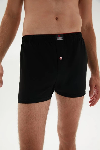 Erdem Erkek Penye Düz Renk Boxer 1400 - 3 Adet  Siyah S