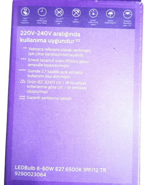 3 ADET Philips 8 w 60 w led ampül tasarruflu ampül - 4