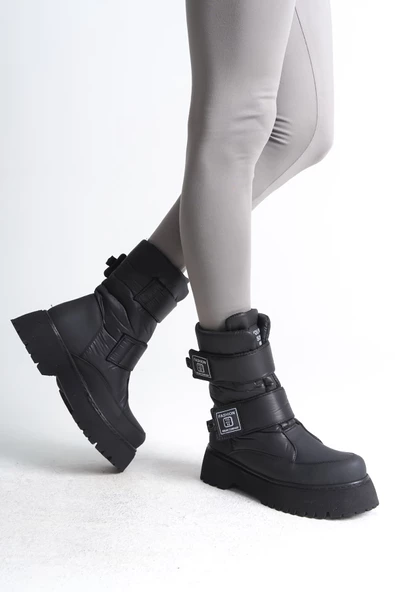 ELISA Cırt Cırtlı Suya ve Soğuğa Dayanıklı Paraşüt Kumaş Cilt Kadın Bot ST Siyah - Resim 3