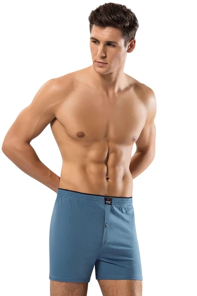 Erdem Erkek Penye Düz Renk Boxer 1400 - 3 Adet  M İndigo - 4