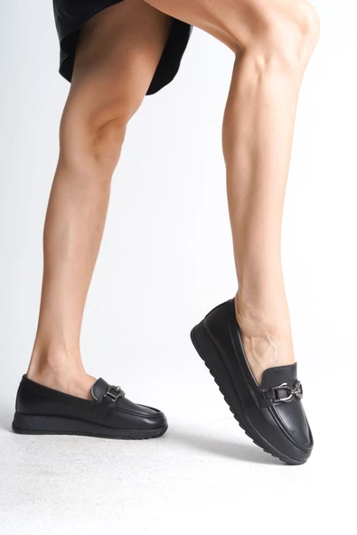 GISELLE Ortopedik Rahat Taban Toka Detaylı Klasik Babet Anne Ayakkabısı ST Siyah - 4