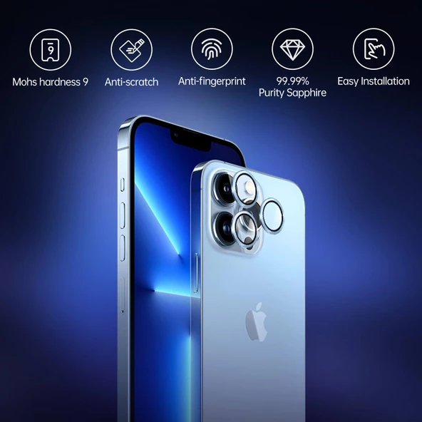 iPhone 16 Pro Ve 16 Pro Max Lens Koruyucu Sapphire Çizilmeye Karşı Dayanıklı Safir Kamera Lens Koruyucu - Resim 7
