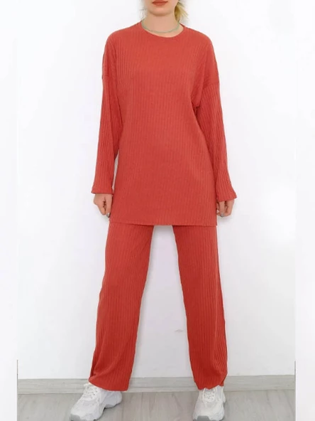 Mevsimlik Uzun Kollu Likralı Kadın Pijama Takımı 2026 - 7