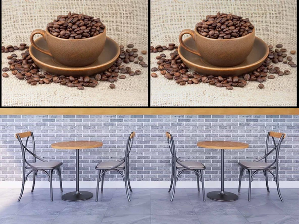 Fincanda Kahveli Cafe Duvar Kağıdı Baskı - Resim 4