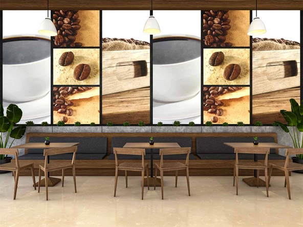 Kahve Temalı Cafe Duvar Kağıdı Baskı - 3