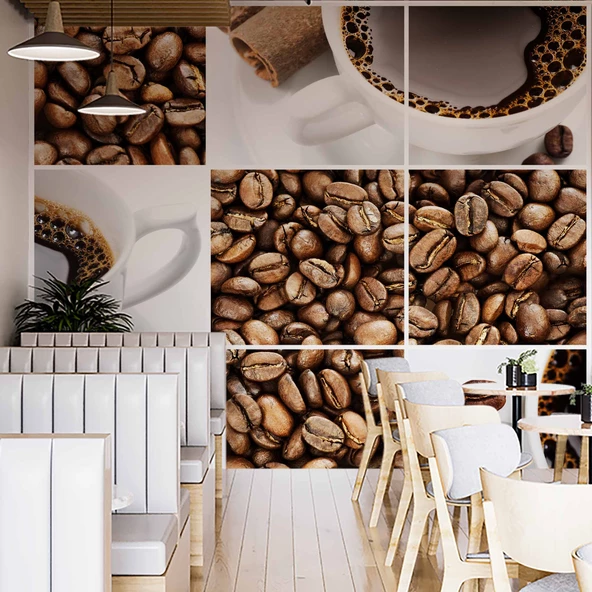 Kahve Çekirdeği Cafe Duvar Kağıdı Baskı - 2