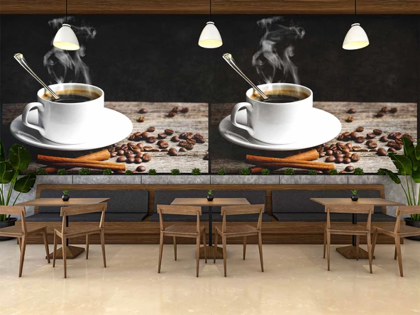 Kahve Fincanı Cafe Duvar Kağıdı Baskı - 3