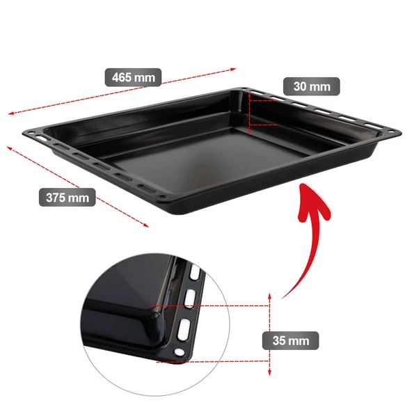 Bosch Siemens Profilo Uyumlu Emaye Fırın Tepsisi - Yapışmaz, Çizilmez - 465 x 375mm ürün görseli 1