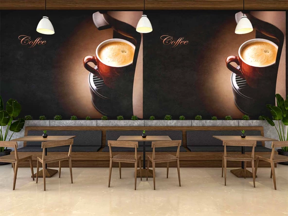 Kahve Makineli Cafe Duvar Kağıdı Baskı - 3