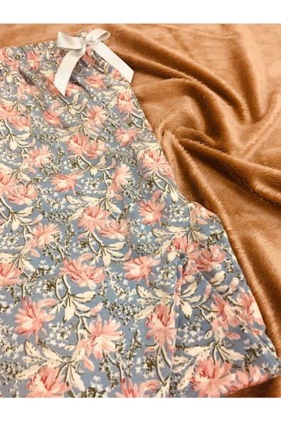 Çiçek Motifli Cepsiz Viskon Yazlık Kadın Pijama Altı - 2