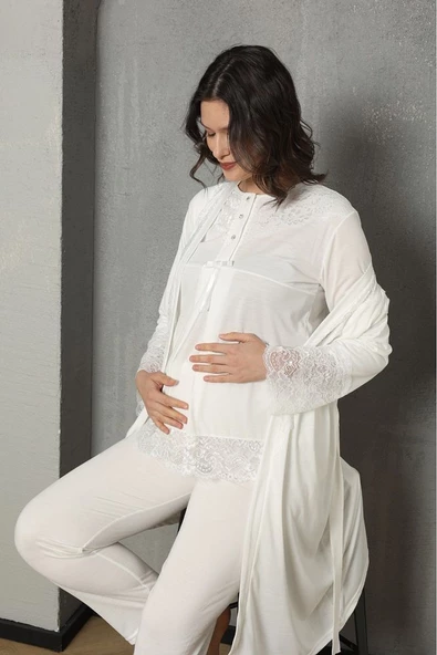 Lohusa & Hamile Gecelik Sabahlık Takım 1037 - 6