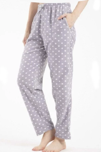 Lüx Polar Cepli Kışlık Kadın Pijama Altı Tek Alt ra1 - 3