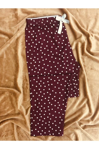 Puantiyeli Cepsiz Viskon Yazlık Kadın Pijama Altı