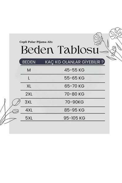 Lüx Polar Cepli Kışlık Kadın Pijama Altı Tek Alt ra1 - 8