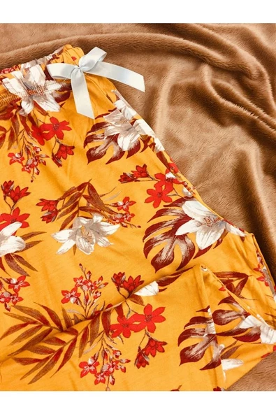 Çiçek Motifli Cepsiz Viskon Yazlık Kadın Pijama Altı - 2