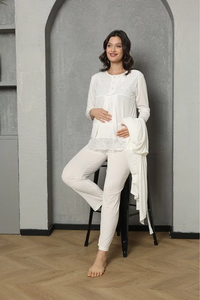 Lohusa & Hamile Gecelik Sabahlık Takım 1036 - 7