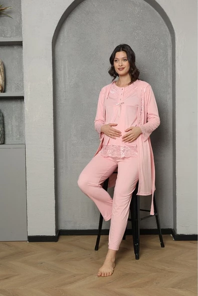 Lohusa & Hamile Gecelik Sabahlık Takım 1037 - 2