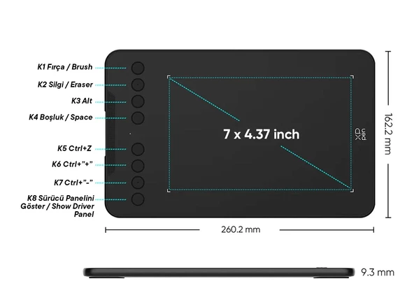 XP-Pen Deco Mini7 V2 Grafik Tablet 16K Android Windows - 3