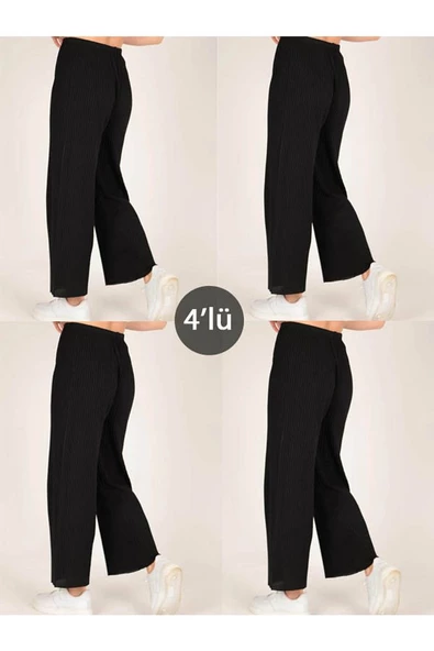 4'lü Likralı Bol Paça Rahat Kadın Pijama Altı Tek Alt Pijama Altı 2027-1 ürün görseli 1