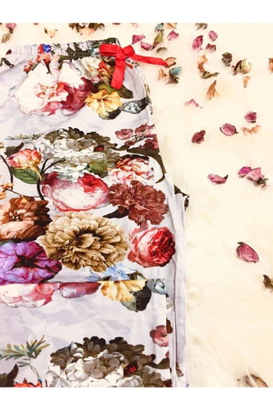 Çiçek Motifli Cepsiz Viskon Yazlık Kadın Pijama Altı - 2