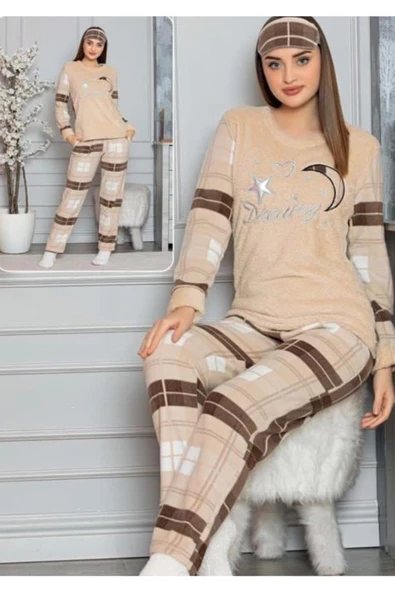 Peluşlu Kışlık Polar Pijama Takımı