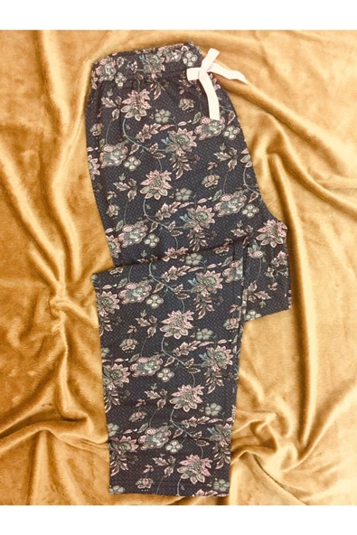 Cepsiz Çiçek Motifli Viskon Yazlık Kadın Pijama Altı