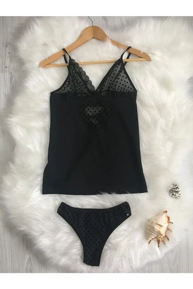 Kırmızı Kadın Kalp Desenli Atlet Külot Takım - 3