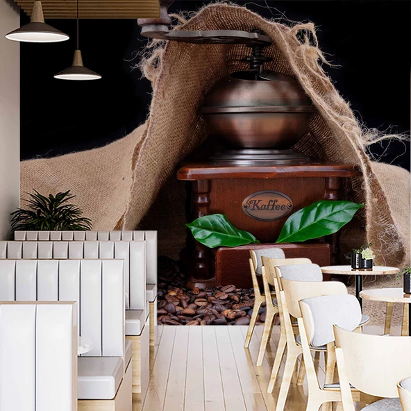Kahve Öğütme Makinesi Cafe Duvar Kağıdı Baskı - 2