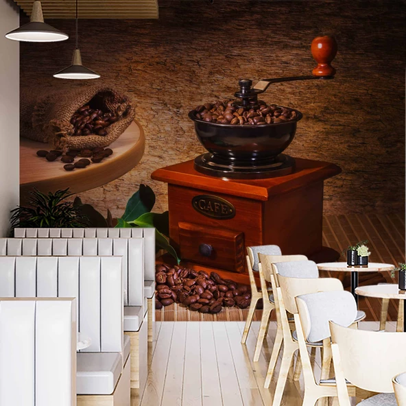 Kahve Öğütme Makinesi Cafe Duvar Kağıdı Baskı - 2