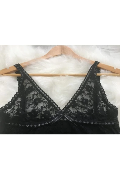 Siyah Kadın Transparan Atlet Takım - 2