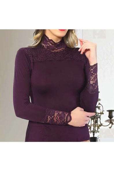 Kadın Kol Ve Yaka Dantelli Body
