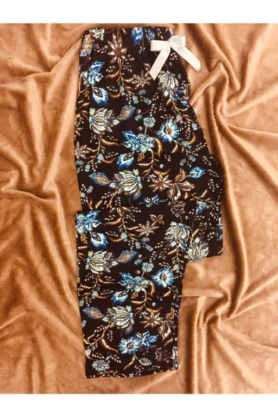 Cepsiz Çiçek Motifli Viskon Yazlık Kadın Pijama Altı