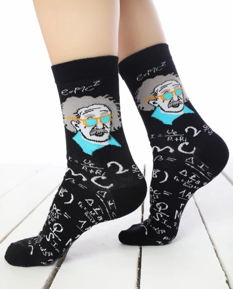 Albert Einstein Desen Soket Kadın Çorap - 4