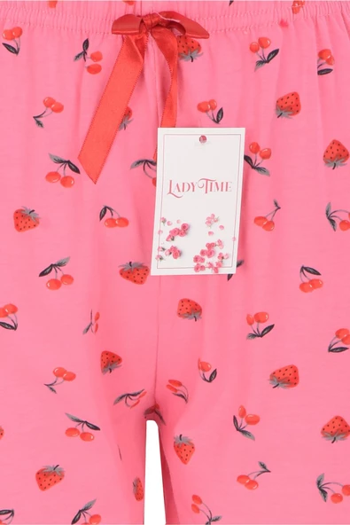 Çilek Motifli Pamuklu Cepsiz Pijama Altı cilekpijama - 2