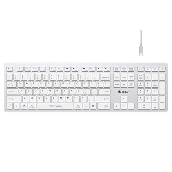 A4-TECH FBX50C BEYAZ BLUETOOTH+2.4G NANO MM SARJ EDILEBILIR KABLOSUZ KLAVYE