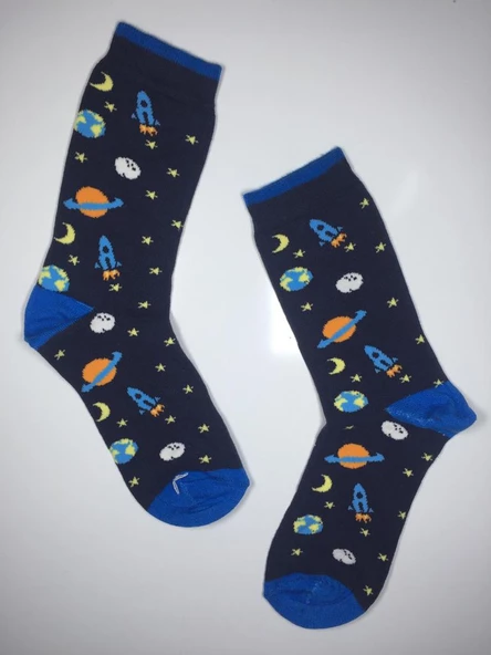 2 Çift Uzay Özel Temalı Parfümlü Soket Kadın Çorap uzay2 - 3